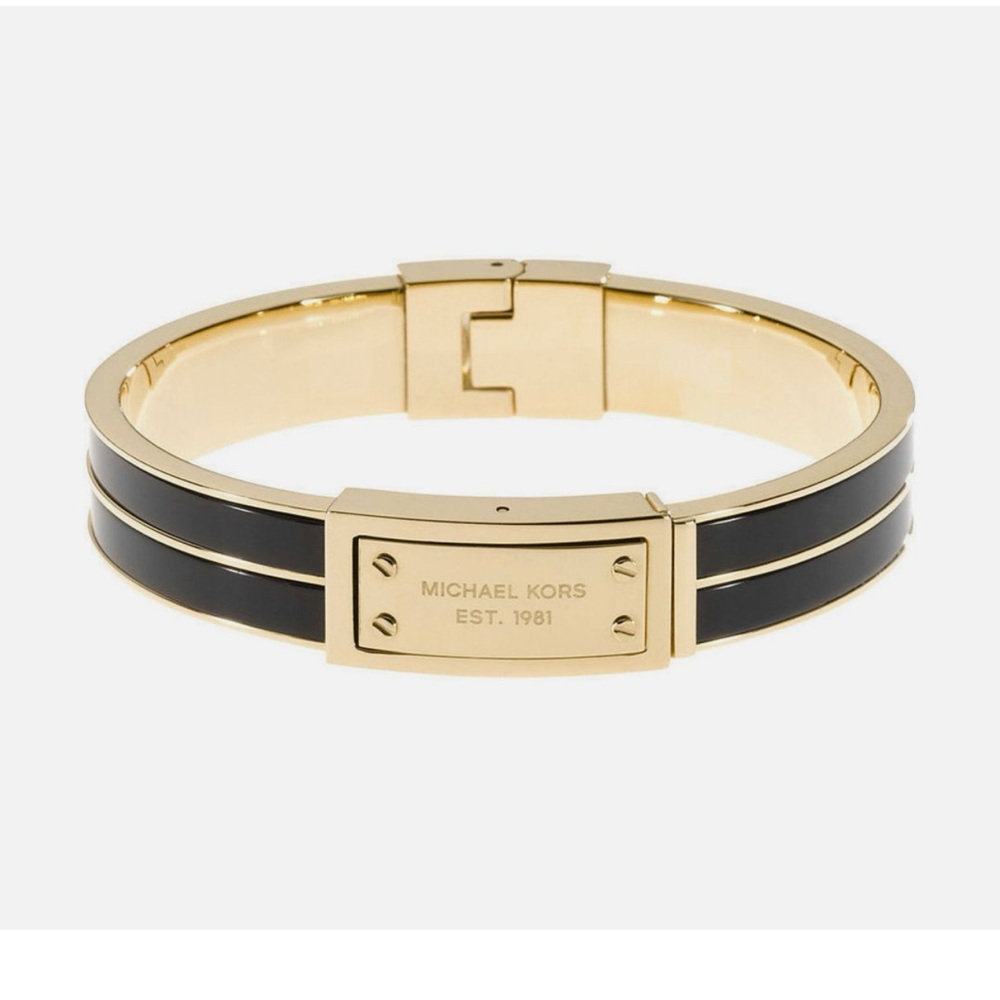 Michael Kors Gold/Black Hinged Cuff Bracelet